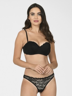 NBB Siyah Straplez Sütyen Külot Takım