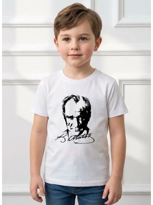 Atatürk Baskılı Kemal Atatürk Imzalı Tişört Tshirt Kız Erkek Çocuk