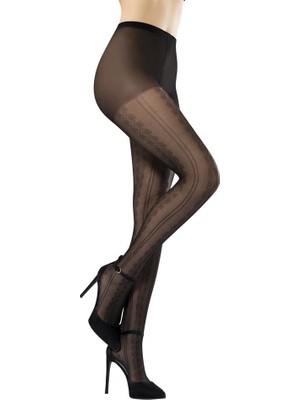 NBB Siyah Andrea Desenli Külotlu Çorap