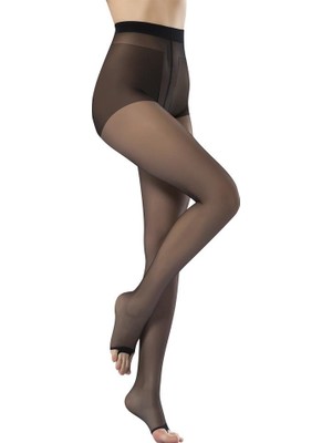 NBB Siyah 10 Denye Burnu Açık Külotlu Çorap