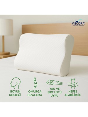 Ortopedik Visco Boyun ve Omurga Destek Yastığı – Yan ve Sırt Üstü Uyku Için Ergonomik Konfor