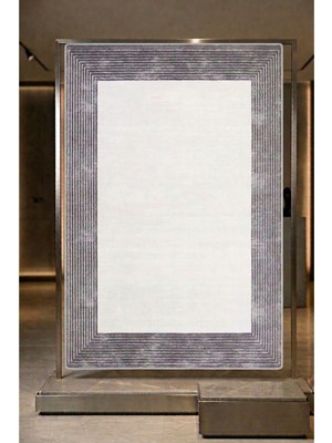 Ceremony Home Modern Tema Gri Oturma Odası Halısı Saçaksız 80 x 150 cm Dokuma Taban