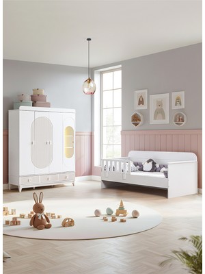 Setay Vizyon Çocuk Odası, Vizyon 4 Kapaklı Dolap, Vizyon Montessori Karyola - Beyaz