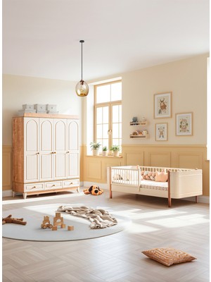 Setay Deniz Meşe Çocuk Odası, Deniz Meşe 4 Kapaklı Dolap, Perla Karyola