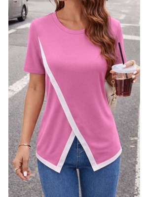 Stelol Kadın Kısa Kollu Bisiklet Yaka Viskon Bluz