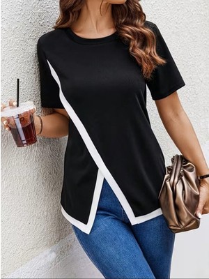 Stelol Kadın Kısa Kollu Bisiklet Yaka Viskon Bluz