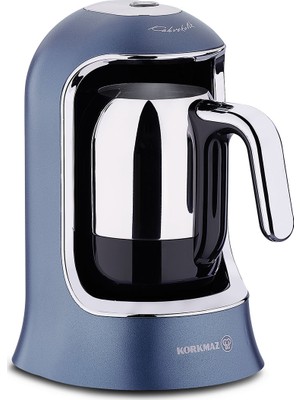 Korkmaz Kahvekolik Azura Mavi Otomatik Kahve Makinesi 1000 ml Kapasite ile Paslanmaz Çelik Cezve