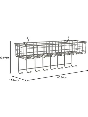 Diversified Pegboard & Duvara Monte Raf Sepeti ve Kanca Istasyonu, 40,64 cm U x 14,0 cm G, Endüstriyel Gri
