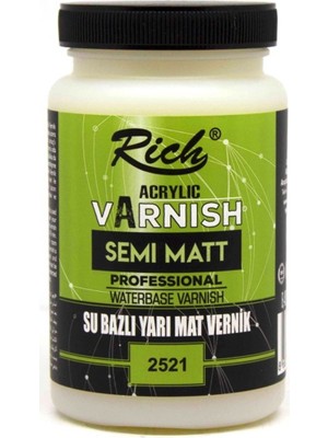 Rich Yarı Mat Su Bazlı Vernik 250 cc Ahşap ve Cam Yüzeyler İçin Kokusuz Dayanıklı