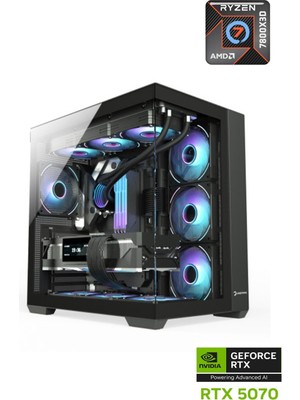 Apphirex Prime 07X Ryzen 7 7800X3D 32GB Ddr5 Ram 1tb M2 SSD RTX5070 12GB 240MM Sıvı Soğutmalı Beyaz Masaüstü Oyuncu Bilgisayarı