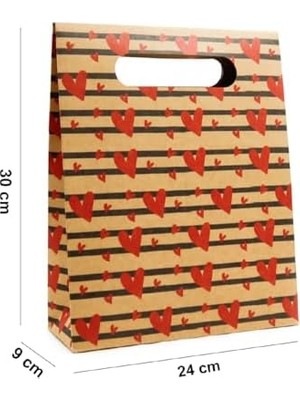 24X30 Kalp Harmanı Zarf Model Karton Çanta, Hediye Kutusu