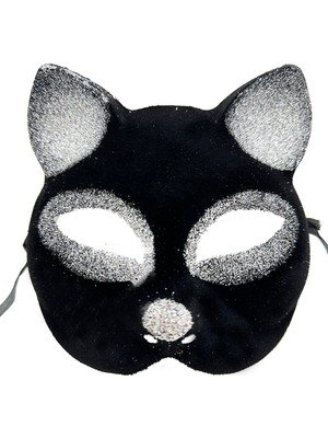 Urfakent Siyah Gümüş Simli Kedi Maskesi