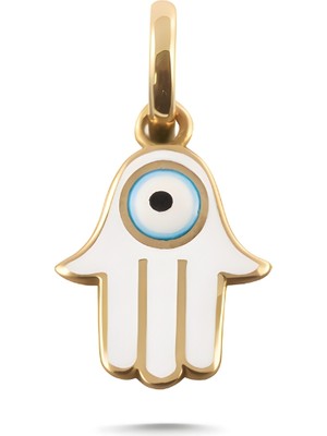 Zeya Kuyumculuk 14 Ayar Altın Beyaz Mineli Fatma Ana Eli Kolye Ucu