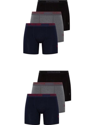 U.s. Polo Assn. Erkek 6'lı Uzun Paçalı Boxer -Siyah -Antrasit -Melanj-Lacivert