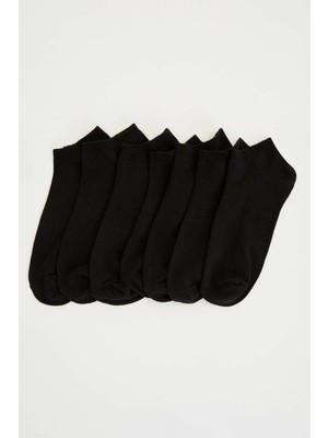 DeFacto Erkek Kısa Çorap 7'li Siyah Elastan Pamuklu Rahat Kullanım İçin