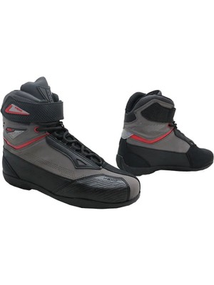 Vexo Boxter Air Gri-Kırmızı Motosiklet Bot Yüksek Performanslı Kaymaz Taban Su Geçirmez Koruma