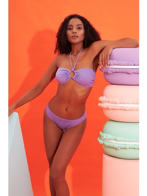 Loya Lila Fitilli Straplez Tek Üst Bikini