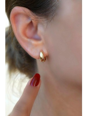 Sacce Scarves & Accessories Bombeli Düz Halka Küpe Kadın İçin Rodyum Kaplama Minimal Tasarım