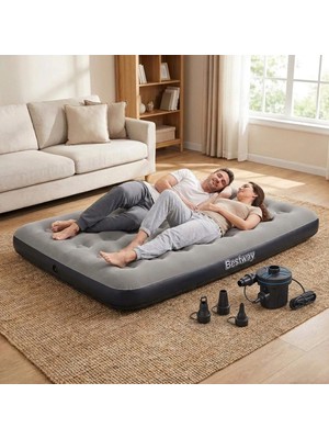 Bestway Ultra Queen 2 Kişilik Şişme Yatak + Elektrikli Pompa 191x137x22cm 671GZ BW144