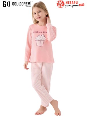 Roly Poly Premium Kız Çocuk Pop Corn Cınema Time Uzun Kollu Kadife Pijama Takım