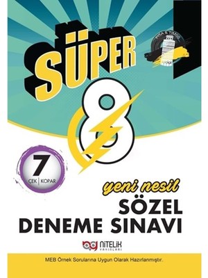 Süper - Yeni Nesil Sözel 7 Deneme Sınavı: 7 Çek Kopar (Kapak Değişebilir)