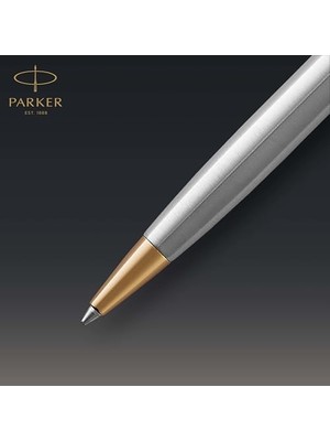 Paslanmaz Çelik Altın Tasarımlı Tükenmez Kalem, Orta Kalınlıkta Uç, Mavi Mürekkep