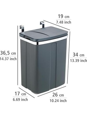Kapı Atık Kutusu 12L Dolap Atık Kutusu Mutfak Atık Kutusu Gri