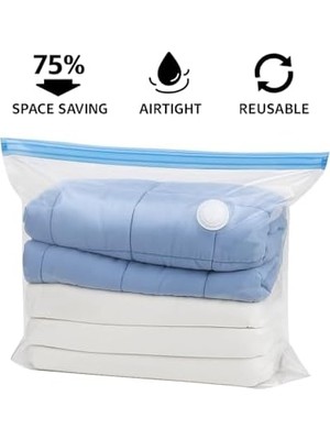 Vakumlu Hurç Poşet 80X100 cm –%75 Yer Tasarrufu, Dayanıklı Kilitli Depolama Torbası, Battaniye Yorgan Kıyafet Saklama Çantası