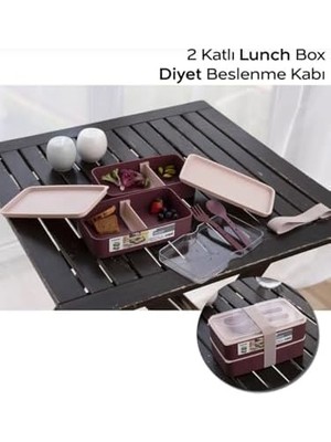 Store 2 Kat Yemek Saklama Kabı Beslenme Kutusu Seti - Sporcu Diyet Öğrenci Fitness Okul Işyeri Sefer Tası