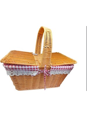 Urfakent Kapaklı Hasır Piknik Sepeti
