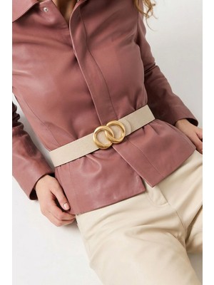 Milleniva Sonsuzluk Gold Tokalı Ekru Kadın Bel Kemeri