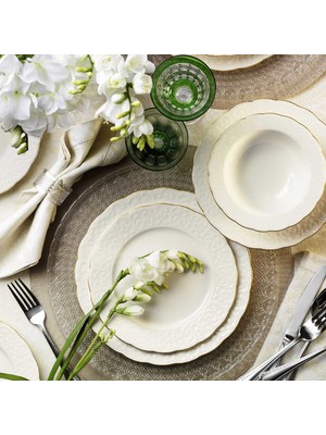 Kütahya Porselen Bone İrem 24 Parça 6 Kişilik Şık Yemek Takımı – Günlük ve Özel Davetler İçin Uygun