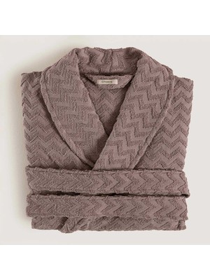 Chakra Zigzag %100 Pamuk Unısex Bornoz Lila