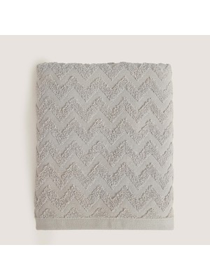 Chakra Zigzag %100 Pamuk Banyo Havlusu 70X140 cm Gri