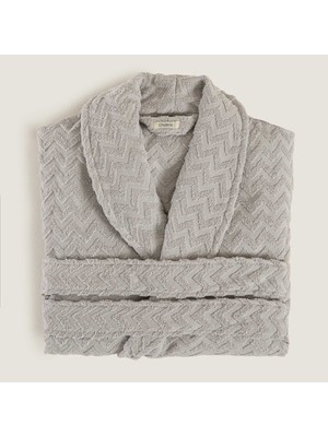 Chakra Zigzag %100 Pamuk Unısex Bornoz Gri