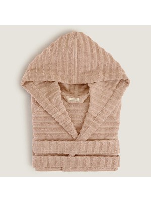 Chakra Waved %100 Pamuk Unısex Bornoz Somon