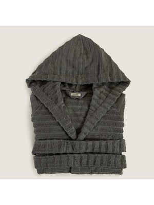 Chakra Waved %100 Pamuk Unısex Bornoz Antrasit