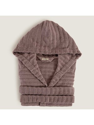 Chakra Waved %100 Pamuk Unısex Bornoz Lila