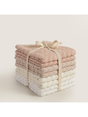 Chakra Zıgzag %100 Pamuk 8'li Yüz Havlusu Seti 50X80 cm