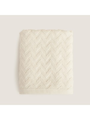 Chakra Zigzag %100 Pamuk Yüz Havlusu 50X80 cm Ekru