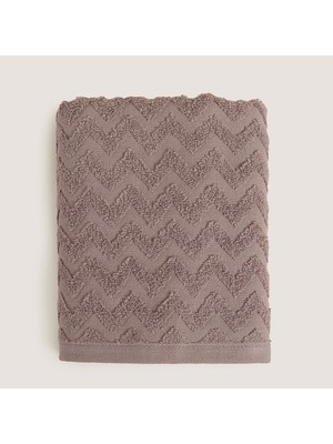 Chakra Zigzag %100 Pamuk Banyo Havlusu 70X140 cm Lila