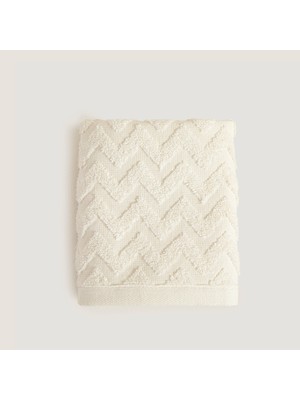 Chakra Zigzag %100 Pamuk El Havlusu 30X40 cm Ekru