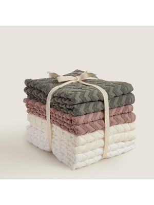 Chakra Zıgzag %100 Pamuk 8'li Yüz Havlusu Seti 50X80 cm