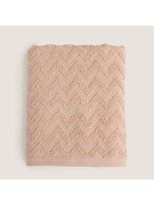 Chakra Zigzag %100 Pamuk Banyo Havlusu 70X140 cm Somon