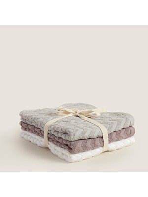 Chakra Zıgzag %100 Pamuk 3'lu Yüz Havlusu Seti 50X80 cm