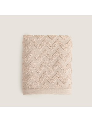 Chakra Zigzag %100 Pamuk El Havlusu 30X40 cm Bej