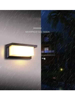 Bahçe Aydınlatması LED Işık 12W Beyaz Günışığı Işık Zita Ultra Şapkalı Bahçe Duvar Aplik Su Geçirmez (Gün Işığı 3000K)