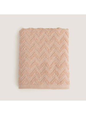 Chakra Zigzag %100 Pamuk Yüz Havlusu 50X80 cm Somon