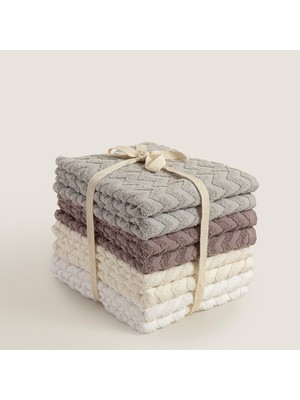 Chakra Zıgzag %100 Pamuk 8'li Yüz Havlusu Seti 50X80 cm