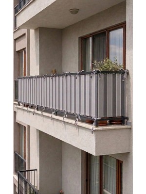 Devrim Olivya Tekstil Antrasi-Gri Bağcıklı Balkon Perdesi Demir Kapama Gizlilik Sağlayan Dayanıklı Branda